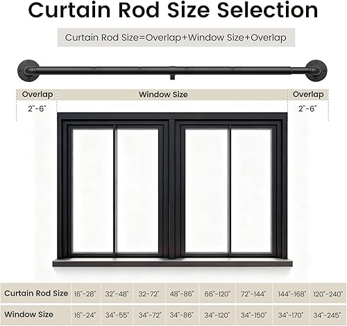 Miniatura 5 de SOMINS Barras de cortina de 1 pulgada para ventanas de 32 a 72, barra de cortina opaca ajustable industrial para exteriores, poste de cortina