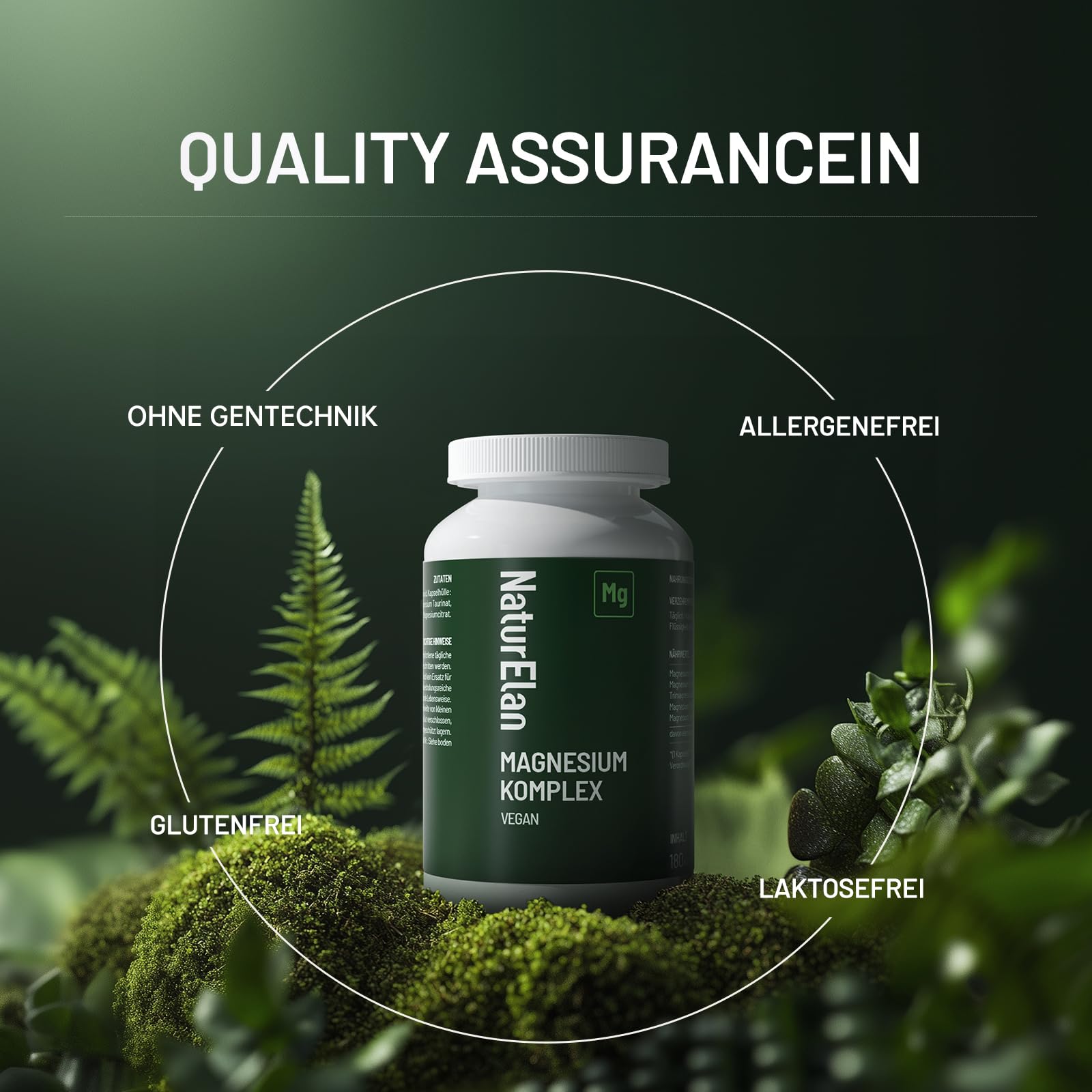 Magnesium Komplex Hochdosiert 400mg - 180 Premium Kapseln (6 Monate), 5 in 1, 807 mg je Kapsel, davon 400mg elementares Magnesium, Vegan, Magnesiumglycinat, Citrat, Malat, Taurate, Oxid