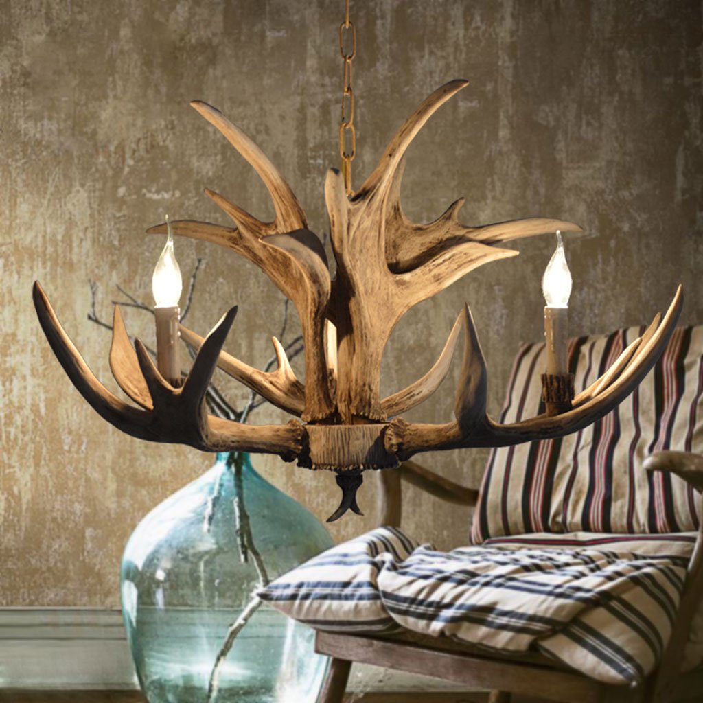 SYAXVOM & Perfect ** - Antlers American Country Living Room Restaurant bar New Retro Lamps Mediterranean Personality Creative Antler Chandelier