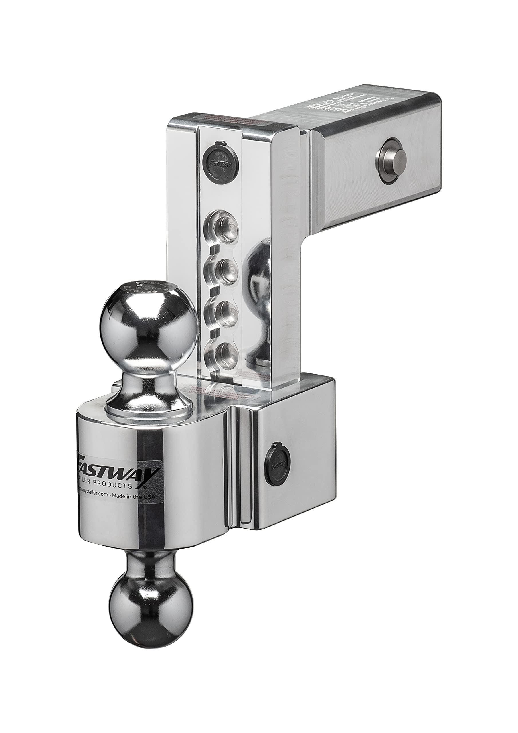 FastwayFlash Secure 44-00-4606 Adjustable Dual Locking Aluminum Ball Mount with 6 Inch Drop, 2.5 Inch Shank, Built-in Locks, and Chrome Plated Balls