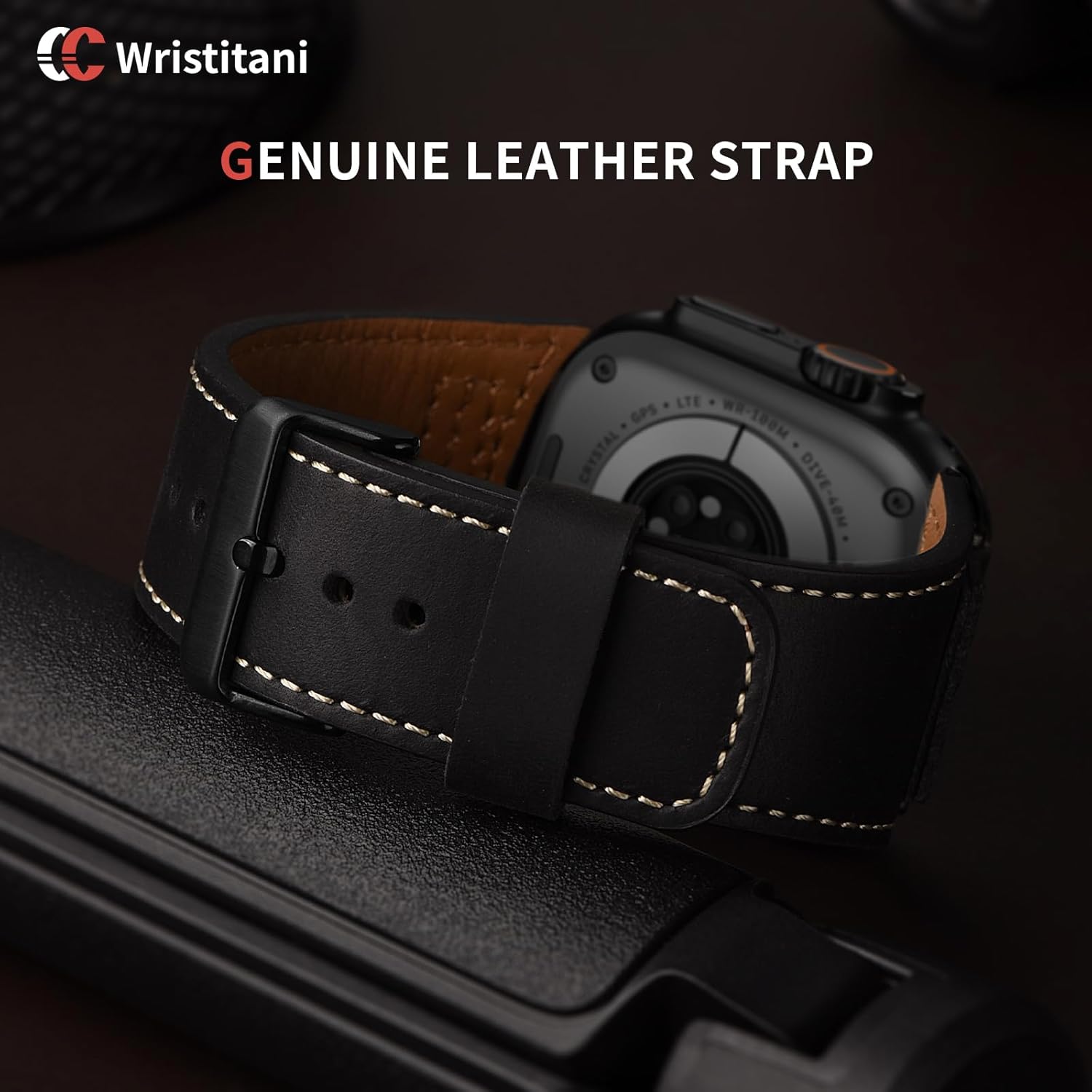 Wristitani Leather Bands Compatible with Apple Watch Strap 49mm 46mm 45mm 44mm 42mm 41mm 40mm for Men, Top Genuine Leather Replacement Straps for iWatch Ultra3/2/1 SE3/2/1 Series 11 10 9 8 7 6 5 4 3 - Image 4