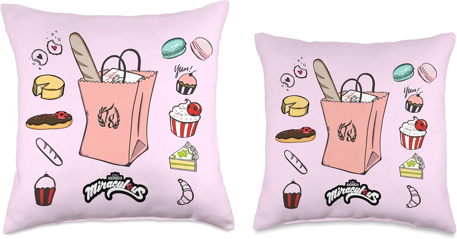 Miraculous Ladybug Marinette Bakery Selection Throw Pillow, 16x16, Multicolor
