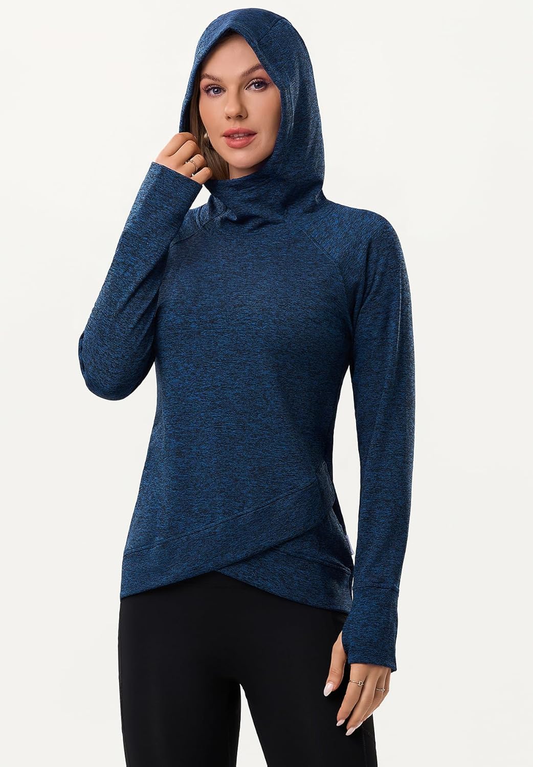 Soneven Women's Fleece Sweatshirts Long Sleeve Cold Weather Running Gear Thermal Hoodie with Thumb Holes