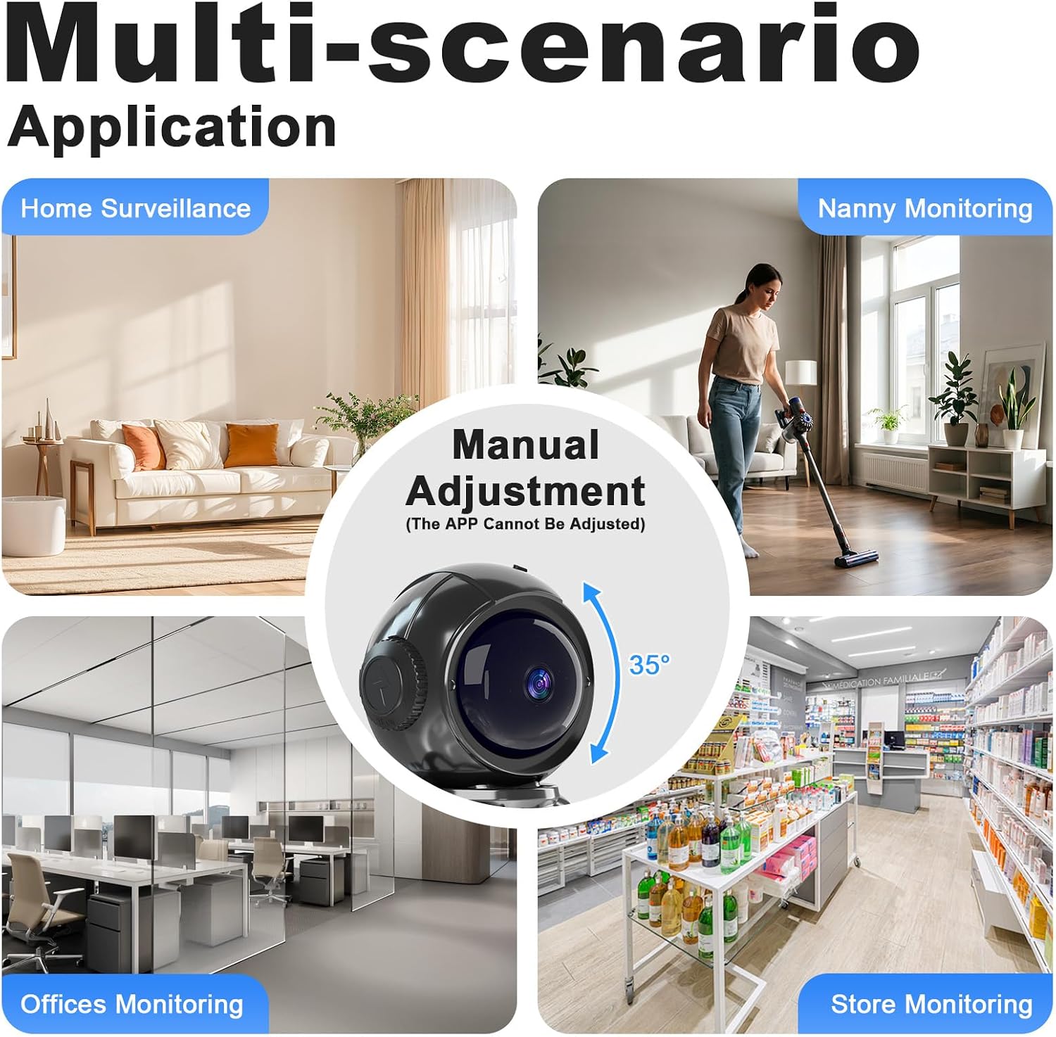 2K Astronaut Clock Indoor Camera, 2.4G/5G WiFi Cameras for Home Security, 2-Way Audio, AI Motion Detection, Color Night Vision, Baby Monitor & Pet Camera (Gray)
