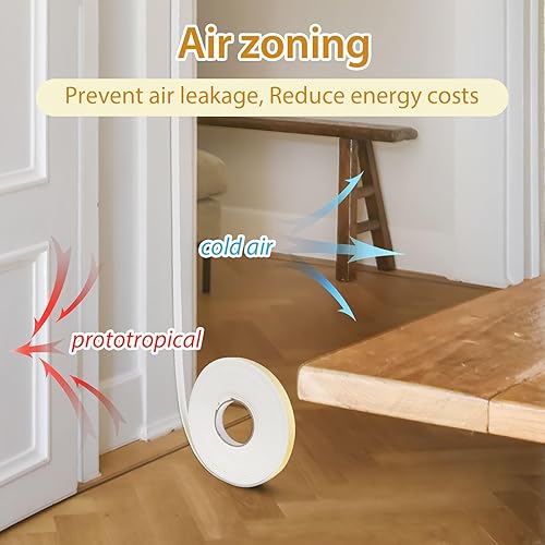 Miniatura 3 de Burlete de sellado de puerta, 32.8 pies, tira blanca para sellado de puerta, burlete para ventana, resistente a la intemperie, reduce el ruido,