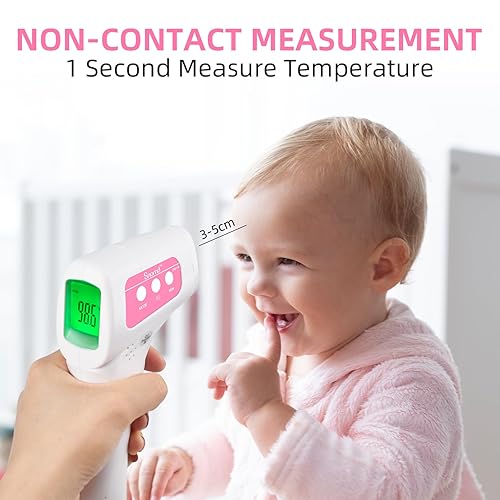 Miniatura 4 de Snomd Termómetro infrarrojo para frente sin contacto para adultos, niños y bebés, pistola digital de temperatura 3 en 1 sin contacto para fiebre,