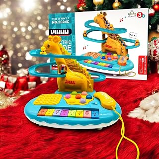 Multifunctional Electric Slide Toy - 4-in-1 Interactive Giraffe Playset with Light, Sound, Piano, and Whack-A-Mole - Educational Activity Center for Kids Ages 3+