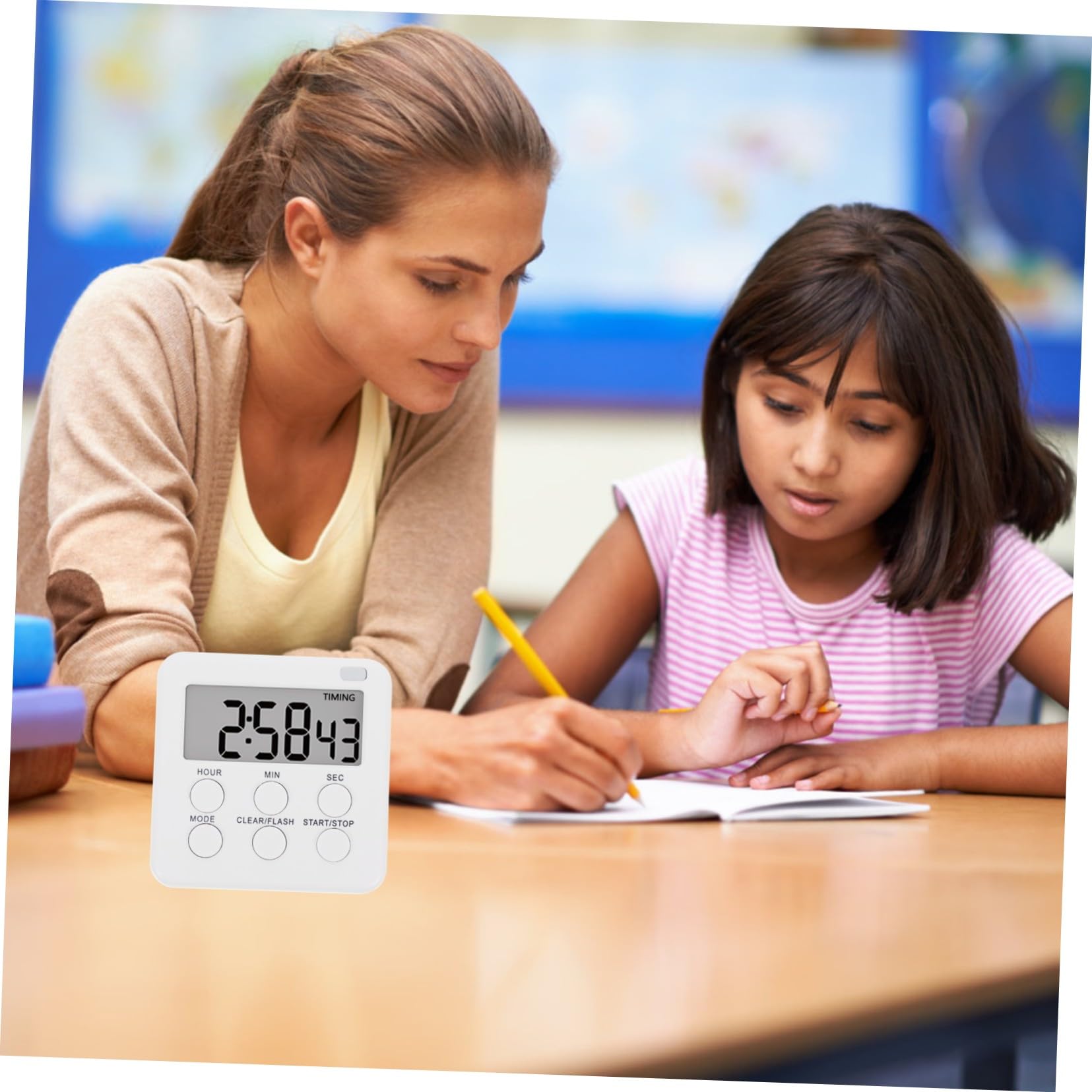 Lot de 6 Minuteurs Numériques Silencieux en Abs, Mode Horloge