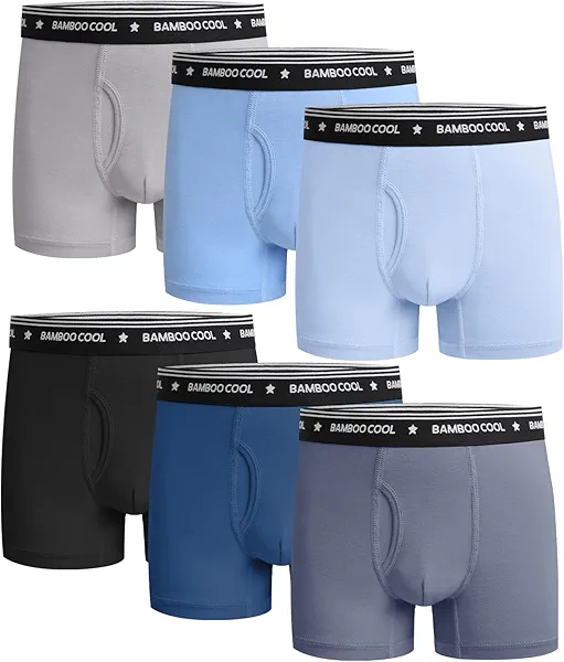 BAMBOO COOL Boys Underwear Lightweight Breathable Moisture-Wicking Boxer Briefs U-open Pouch Ultra Soft Tag Free 6-Pack