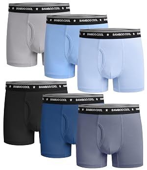 BAMBOO COOL Boys Underwear Lightweight Breathable Moisture-Wicking Boxer Briefs U-open Pouch Ultra Soft Tag Free 6-Pack