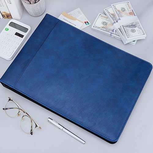 Miniatura 10 de Antner Carpeta de 7 anillos con cremallera para cheques de negocios de 3 en adelante, carpeta de cuero sintético con 7 anillas, capacidad de 600