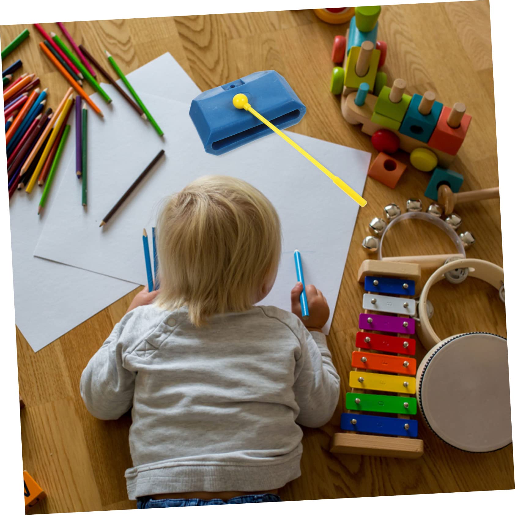 Yardwe Bells Plastic 1 Set Drum Cowbell Mount Kids Musical Instrument Hand Percussion Rustic