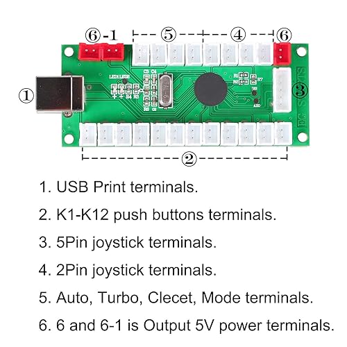 Vista 6 de EG STARTS Arcade Zero Delay USB Encoder To PC Games Controllers For Arcade DIY Kits Parts Mame Jamma & Other PC