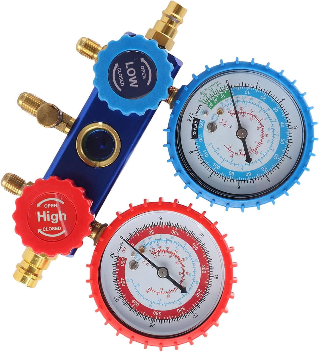 Fafeicy Refrigerant Tool Set Manifold Gauges Valve, Durable Rubber Sheath, Display, HVAC Technicians and Home DIYers