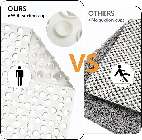Miniatura 4 de Tapete grande antideslizante para ducha interior, 35.4 x 23.6 pulgadas, tapete de ducha exterior para ducha con grandes ventosas, agujeros de