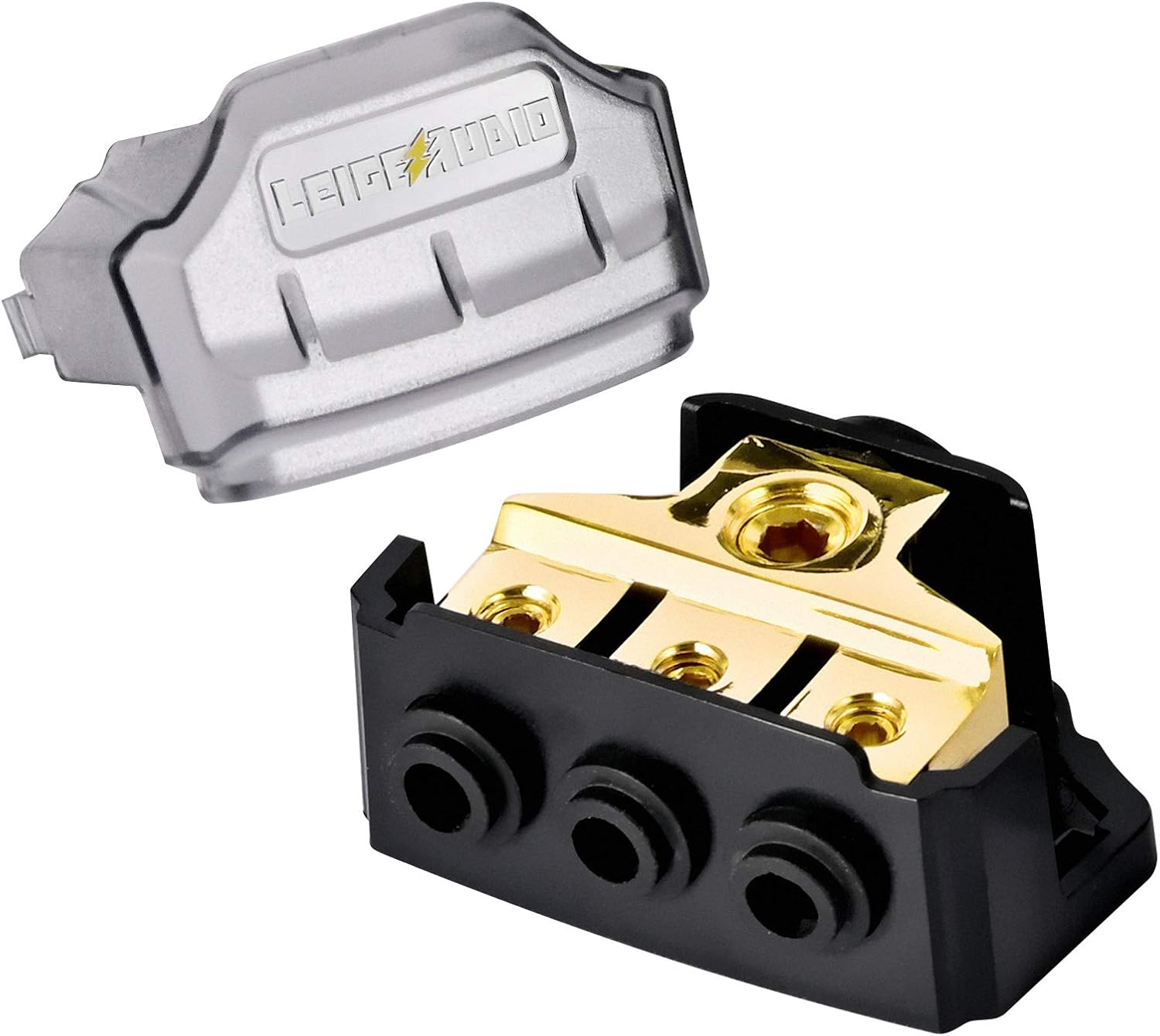 LEIGESAUDIO 0/2/4 Gauge in 4/8/10 Gauge Out Copper Power Distribution Block for Car Audio Splitter (1 in 3 Out)