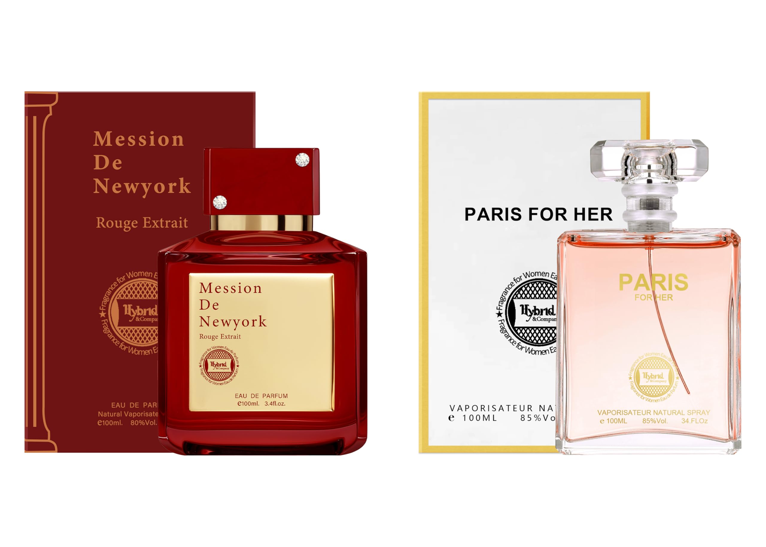 Hybrid & Company Women 2 PCS Paris for Her Mession De New York Perfume Natural Spray Fresh Fragrance