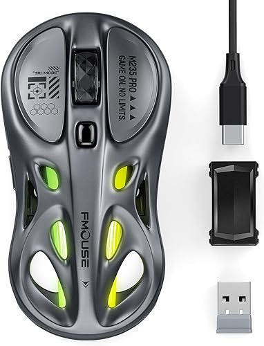 Ratón inalámbrico trimodo (2.4GBluetoothcable), ergonómico, hueco elegante, botones laterales, RGB, recargable tipo C para MacportátiliPad