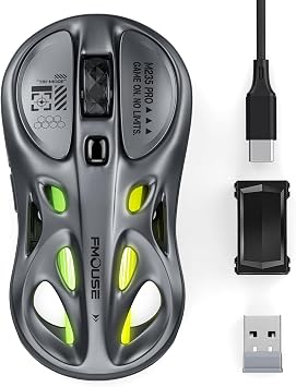 FMOUSE Wireless Gaming Mouse, Tri-Mode 2.4G & Dual Bluetooth & Wired, Gray