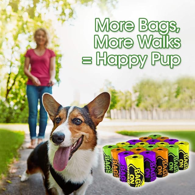 Foto 7 de 8 de Bags On Board Bolsas de caca para perros, resistentes y a prueba de fugas, 23 x 35 cm, 315 bolsas multicolor