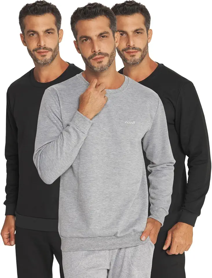 Casaco Moletom Gola Redonda Masculino Careca Blusa de Frio Flanelado Algodão