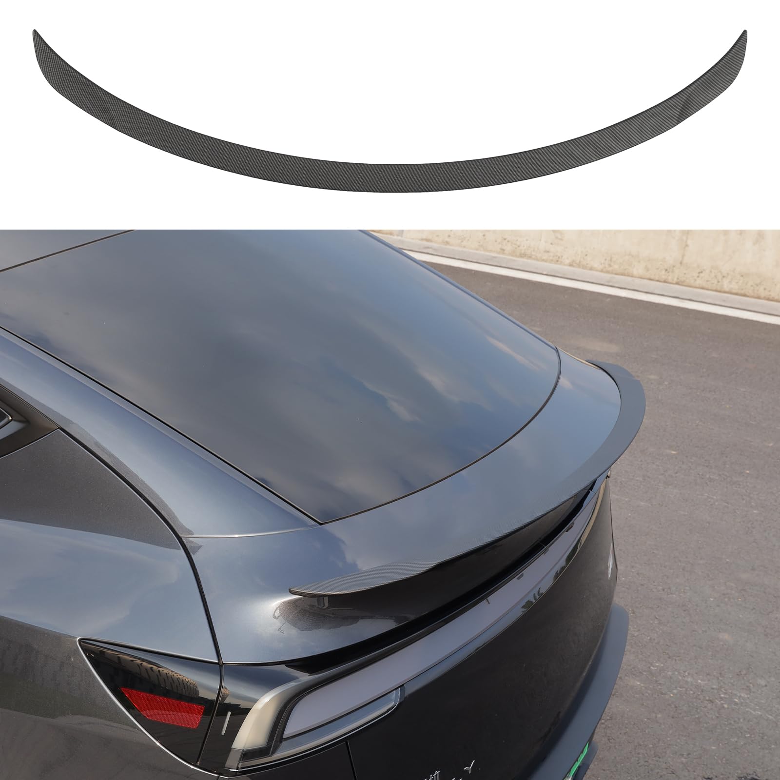 TOPABYTE Spoiler per Tesla Model Y Juniper 2025 2026 Nuova serie di Lancio Accessori Performance Originale Spoiler Posteriore Wing Lip Tail (Fibra di Carbonio Opaca)
