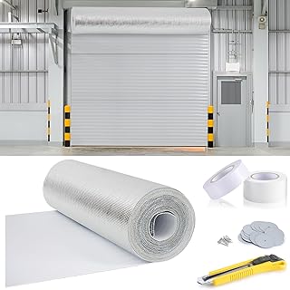 Tandefio Roll up Garage Door Insulation Kit for Cooling Metal Buildings Reflective Foam Aluminum Foil Summer Barrier Warehouse Insulation Panels for 2 Doors 10'x10' or Large(White,40 in X 46 ft)