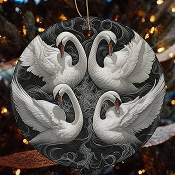 Amazon.com: Drawing Seven Swans A Swimming Christmas Ornament