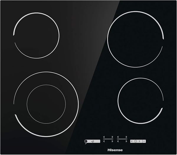 Hisense E6432C Built-in 60cm Electric Ceramic Hob with Child Lock, Touch control, Timer Function - Black 7200W, 20 x 24 x 2 inches (L x W x H) - 1