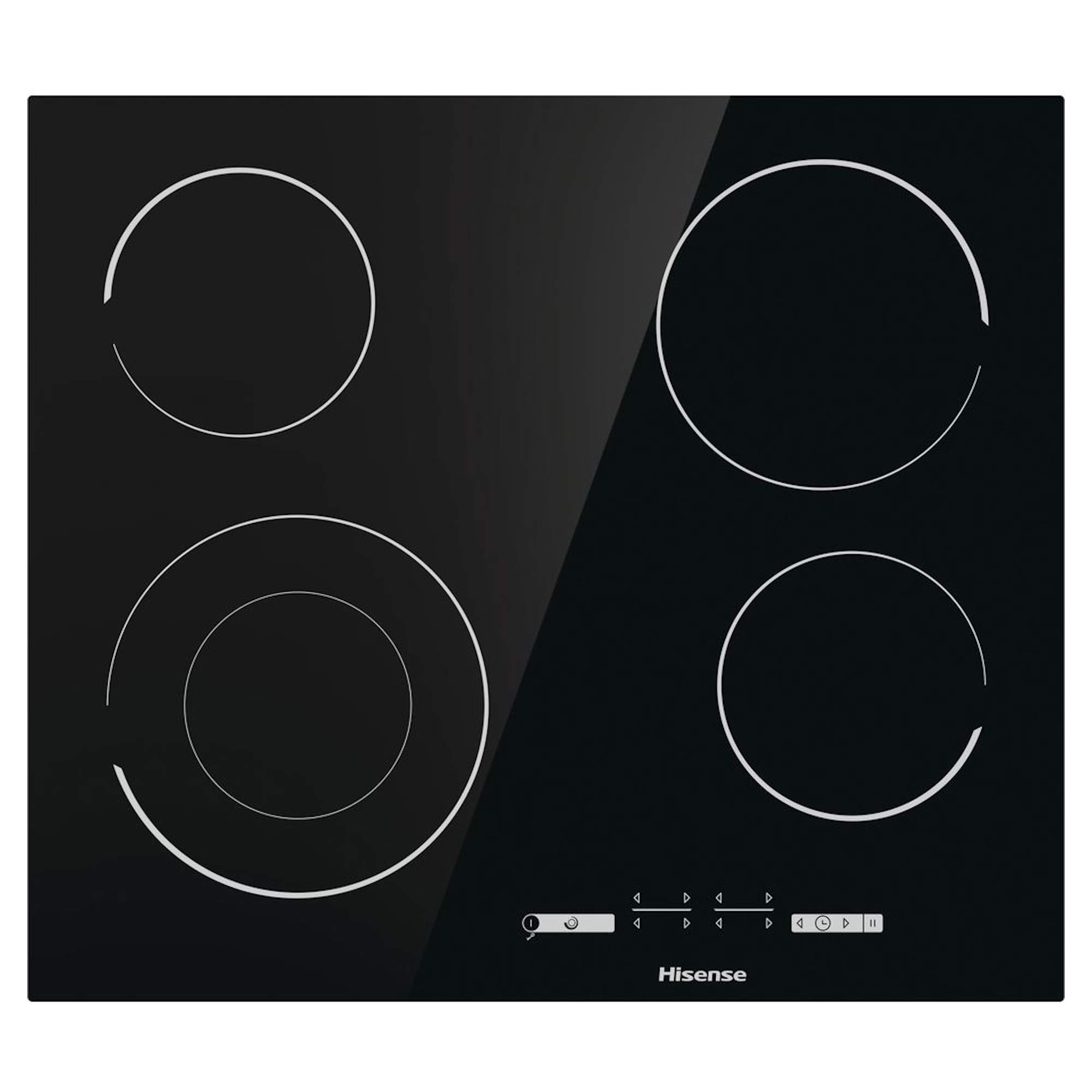 Hisense E6432C Built-in 60cm Electric Ceramic Hob with Child Lock, Touch control, Timer Function - Black 7200W, 20 x 24 x 2 inches (L x W x H)