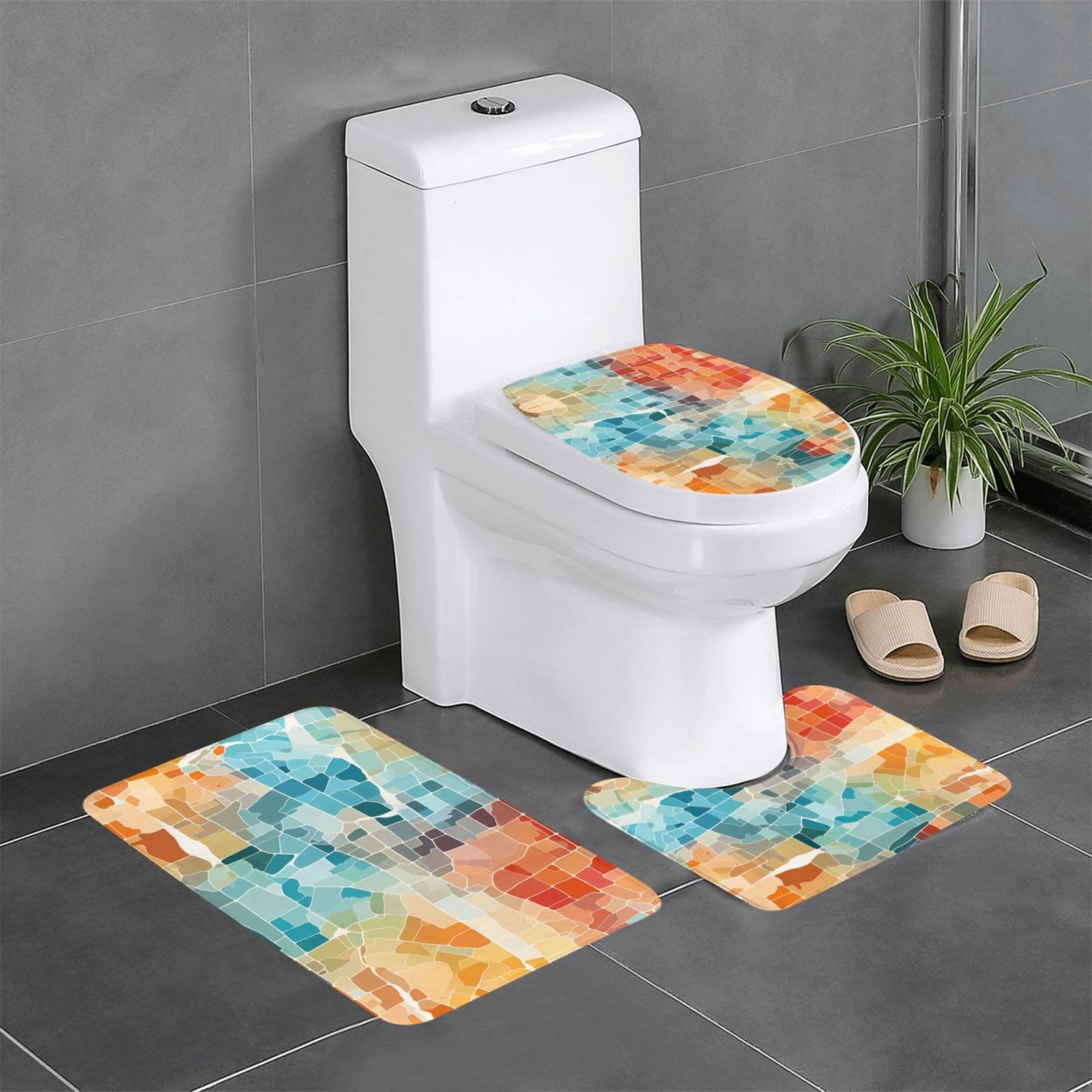 Tapis de sol antidérapants lot de 3 pour salle de bain lavables et sécurisés