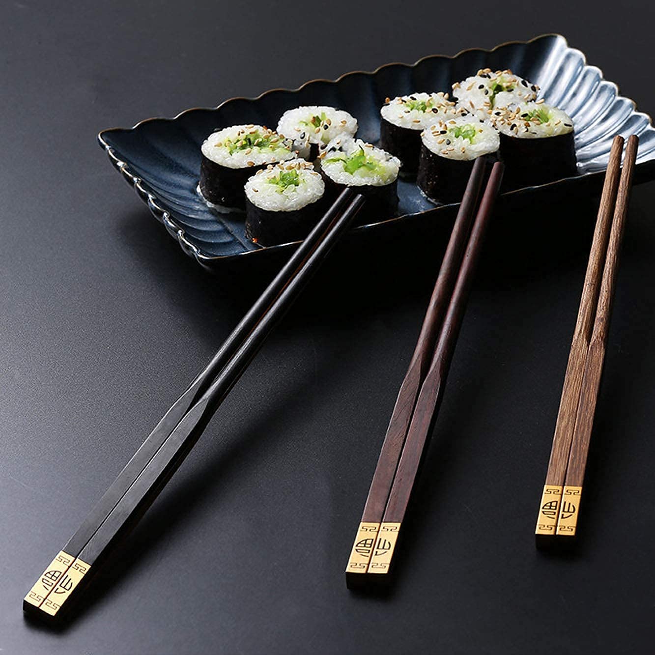 Baguettes Baguettes réutilisables Lot de 2 Paires de Baguettes Naturelles réutilisables Coffret Cadeau, Baguettes japonaises en Bois (et 25 cm)