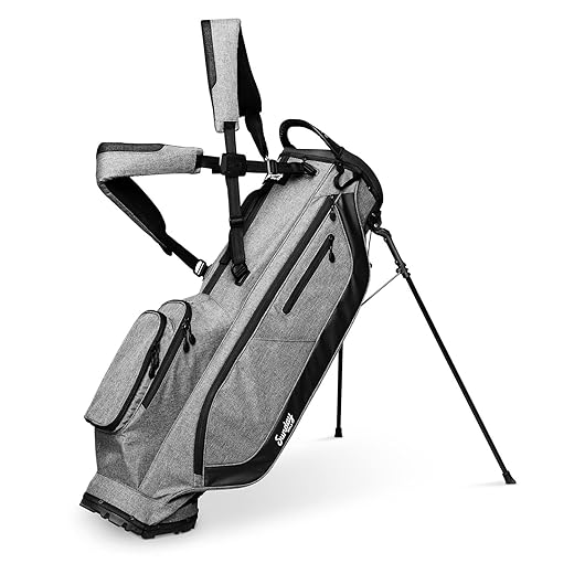 The Cruiser by Sunday Golf - Lightweight Full-Size Stand Bag with self-Balancing Double Strap - Carry or Use on Golf Cart - Best Value for 18 Holes, Walking or Driving Range, 4.75 pounds, Matte Black