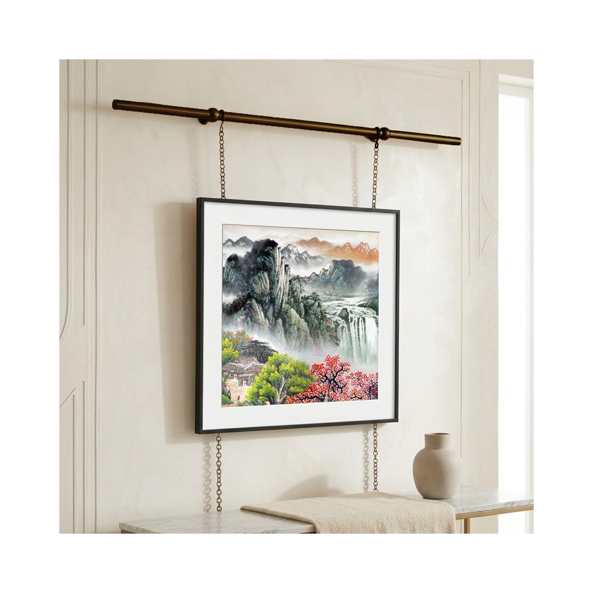 Suspension réglable pour œuvres d'art et cimaise robuste de décoration murale