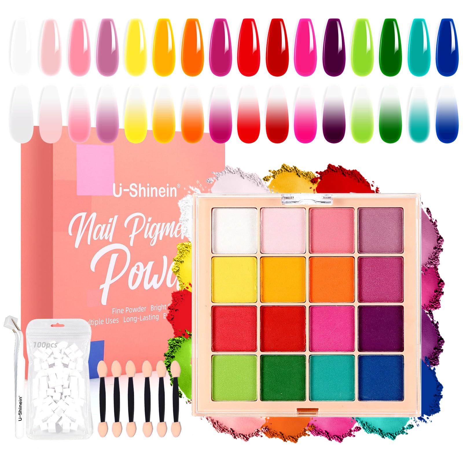 Amazon.com: Nail Pigment Powder Palette Set, 16 Colors Ombre Nail
