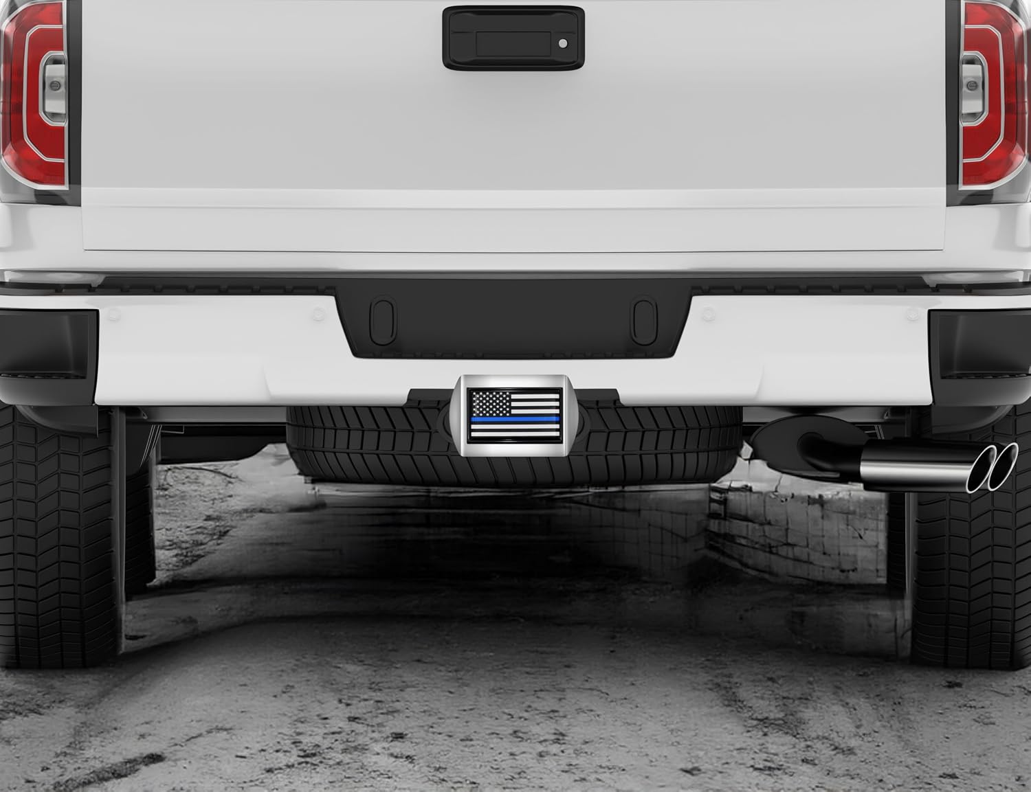 Elektroplate Police Thin Blue Line USA Flag All Metal Bright Chrome Hitch Cover for Trucks and SUVs | Fits Standard 2" Trailer Hitch Receivers | Premium Weatherproof