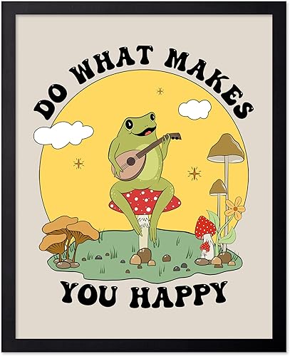 Miniatura 20 de Poster Master Póster con texto en inglés «You Are Exactly Where You Need To Be», impresión retro de rana, arte musical, arte de hongos, arte de cita