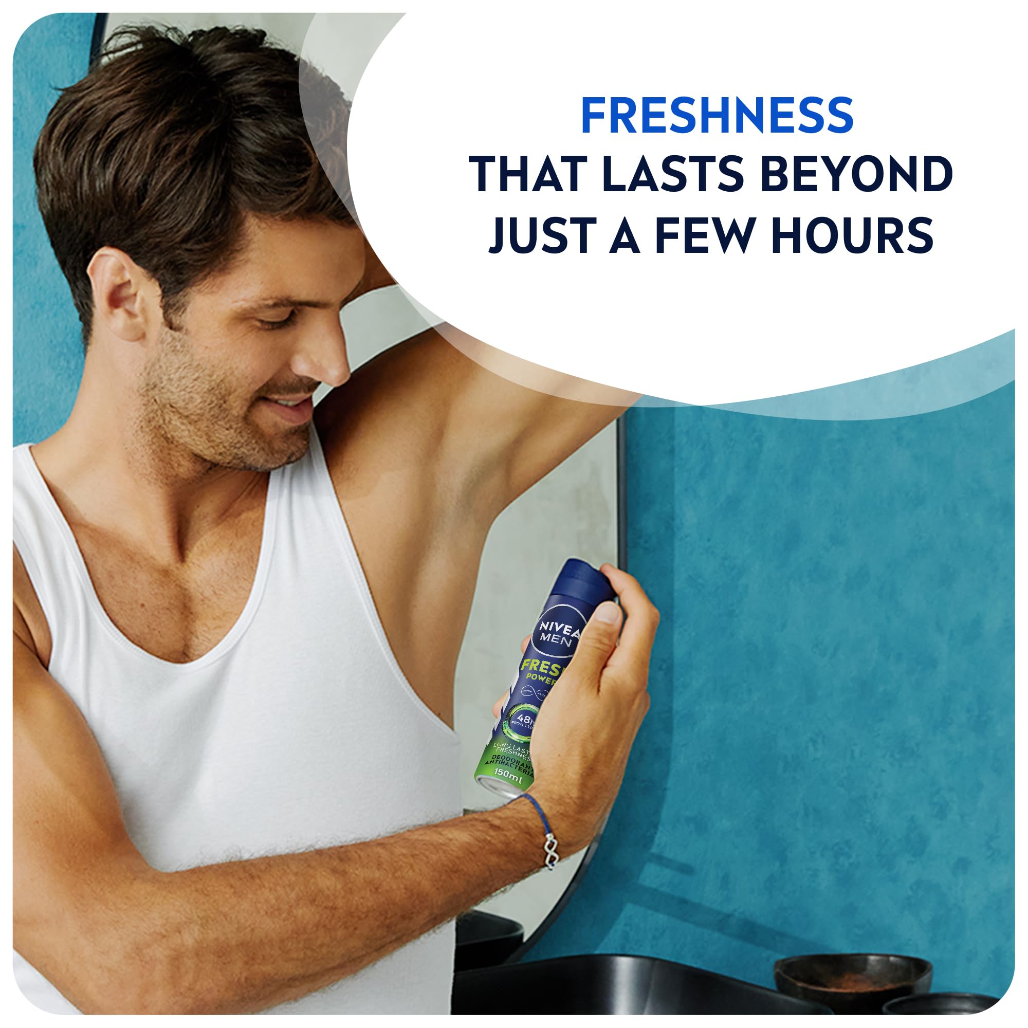 NIVEA MEN Fresh Power Body Spray Deodorant 150ml – Up to 48h Sweat & Odour Protection with a Bold, Powerful Fresh Scent for Long-Lasting Freshness, Fast-Drying Aerosol for Confident Men