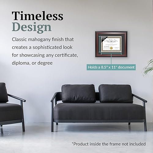 Miniatura 2 de CreativePF, marco para diploma, de madera de caoba, de 11 x 14 pulgadas, con un paspartú blanco para diplomas de 8.5 x 11 pulgadas, con pie y gancho