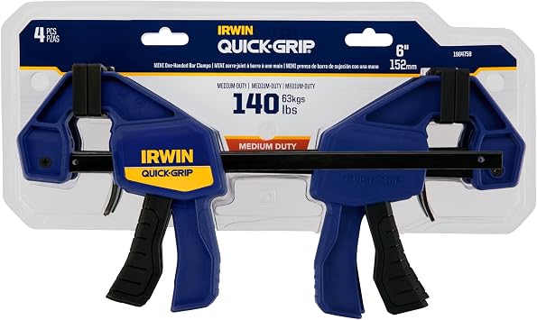 IRWIN Quick-Grip Clamps, One-Handed, Mini Bar, 6-Inch, 4-Pack (1964758) , Black