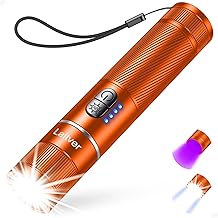 Rechargeable 2 in 1 LED/UV Flashlight, Super Bright Mini Flashlights with 395nm Black UV Light, 6 Light Modes, Zoom, Waterproof for Power Outages/Urine Detection Pets/Camping