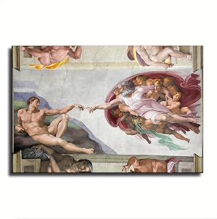 The Creation of Adam Michelangelo Canvas Art Poster Wall Art Print Modern Unique Family Bedroom Living Room Decor (08x12inch Unframed)