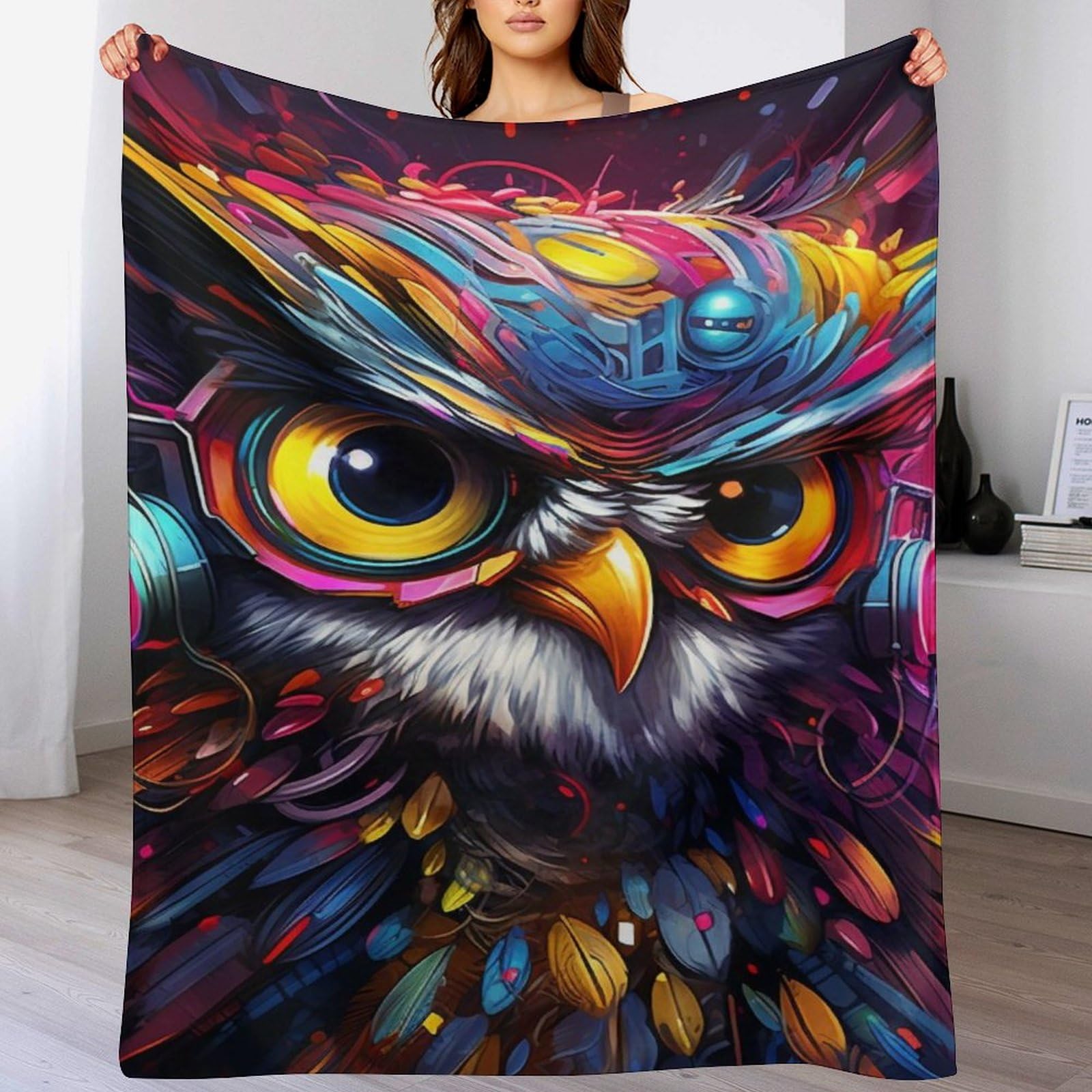 Couverture hibou idée cadeau idéale plaid en peluche douce pour anniversaire et fêtes