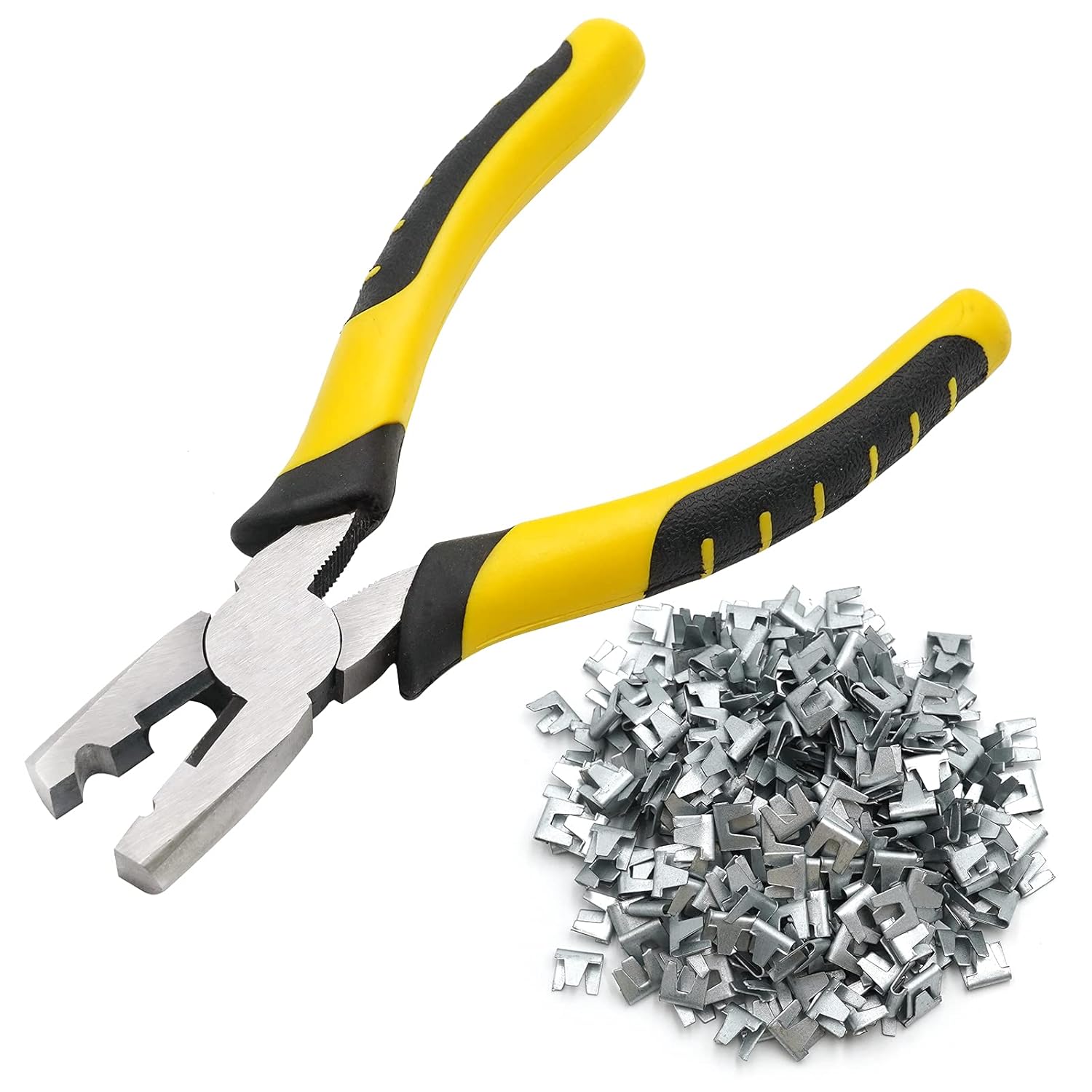 Junniu 600 Pcs Wire Cage Buckle Clips & Pliers Cage Fasten Clips