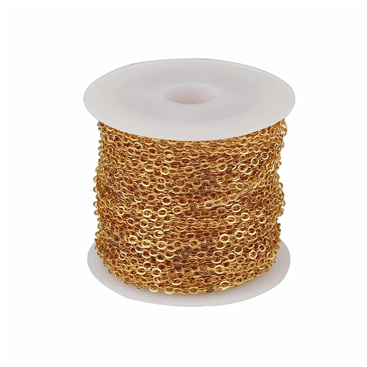 Chain Link 5pcs 10yard/roll Copper Clad Iron O-Shaped Flat Cross Chain Jewelry Clothing Hat Bag Accessories for Extending Length(Gold,1.7x2.2mm)
