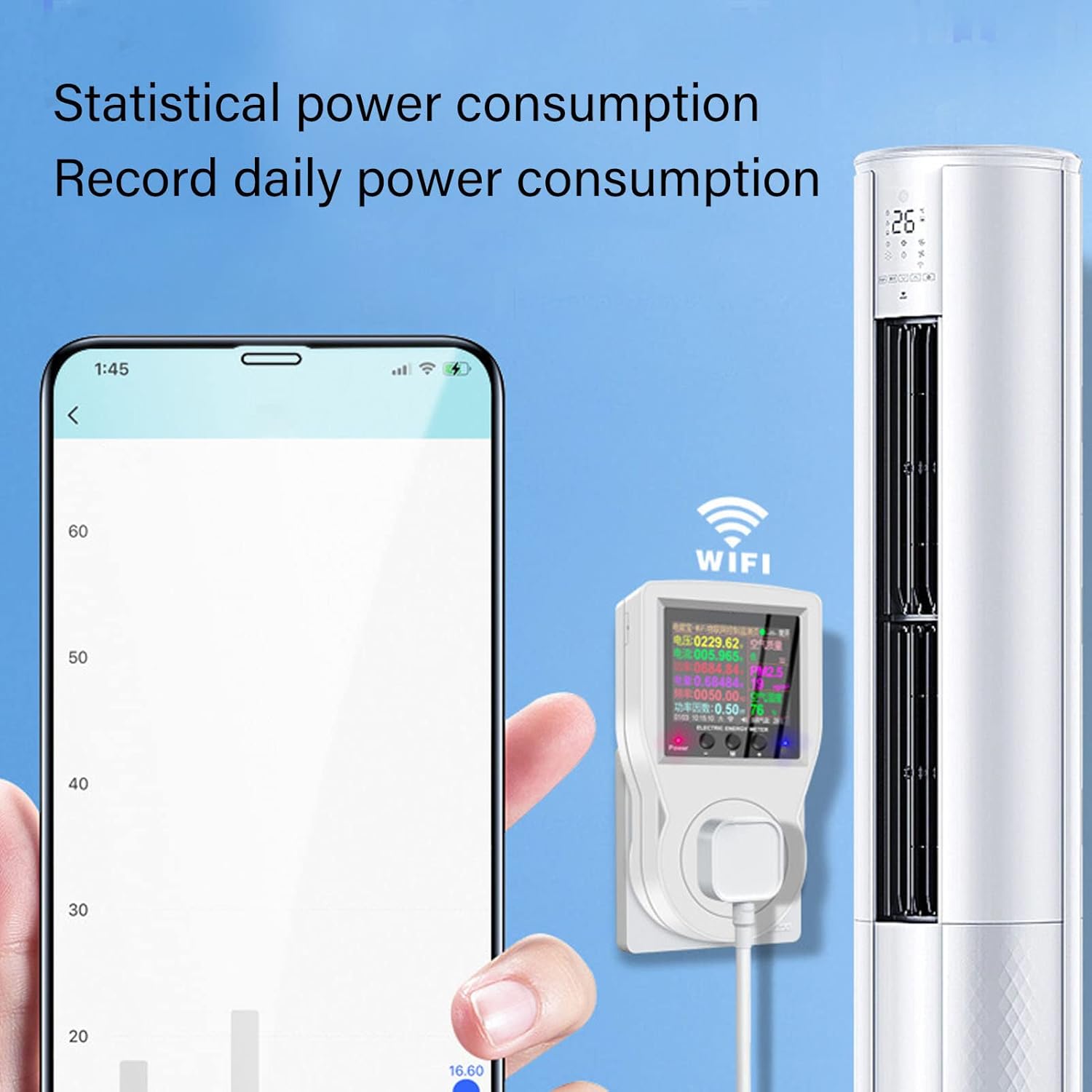 Smart Plug 16A 3680W Energy Monitoring Outlet with Remote Control Voice Assistant for Home Appliance (US Plug)