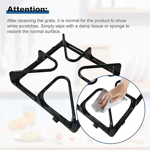 Miniatura 6 de WB31K10034 - Piezas de repuesto para rejilla de quemador GE, viene con patas de goma compatibles con estufa de gas GE, 8.5 x 8.5 pulgadas, rejilla