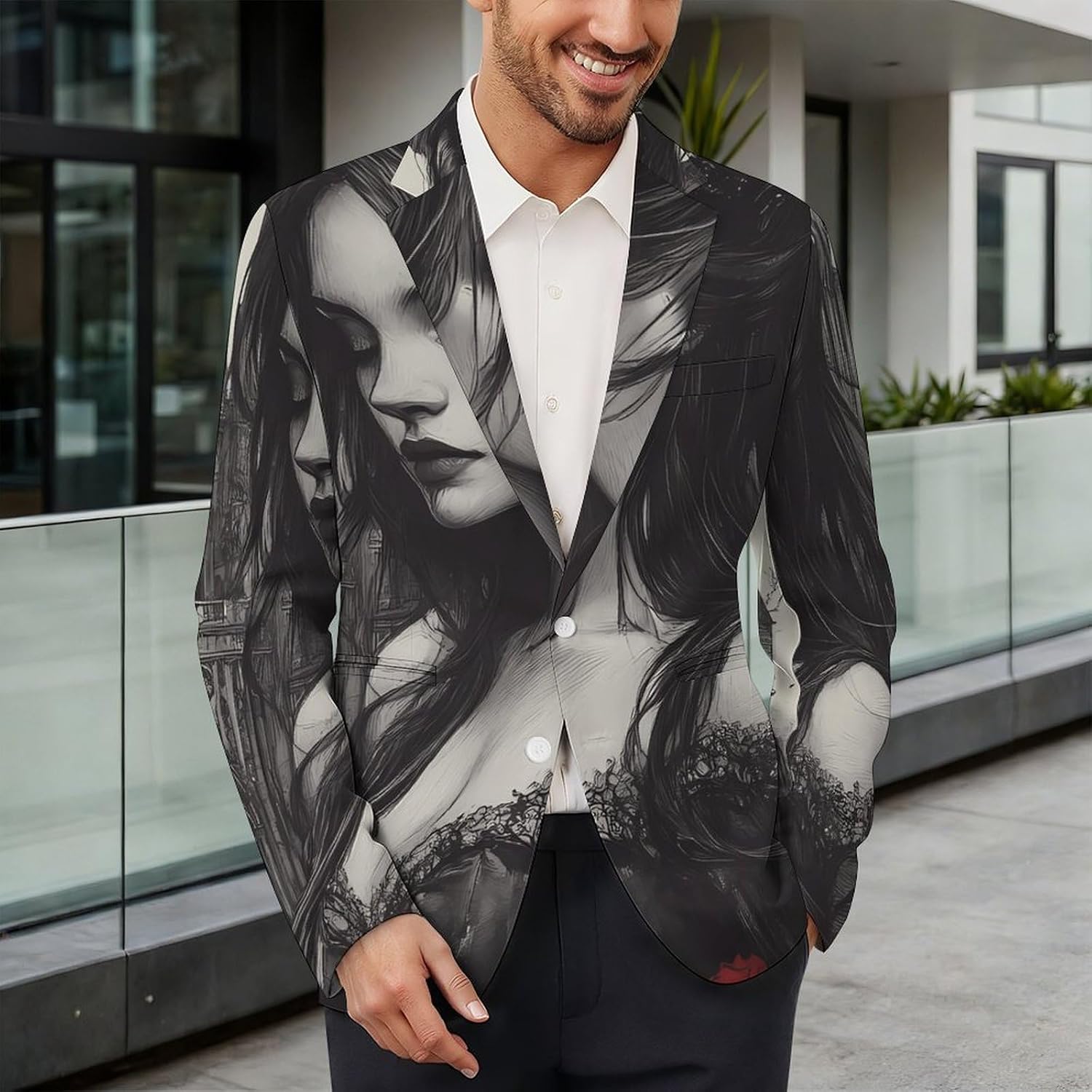 Gothic Rose Horror Dark Mens Casual Blazer Sport Coat Two Buttons Business Jackets