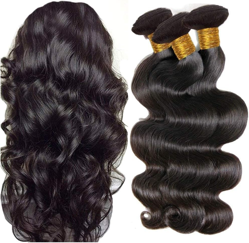 Iflly Brazilian Body Wave Weave Natural Hair Weave 300g Set Brazilian Strand Hair Extension Natural 7A Grade (10/12/14 inches)
