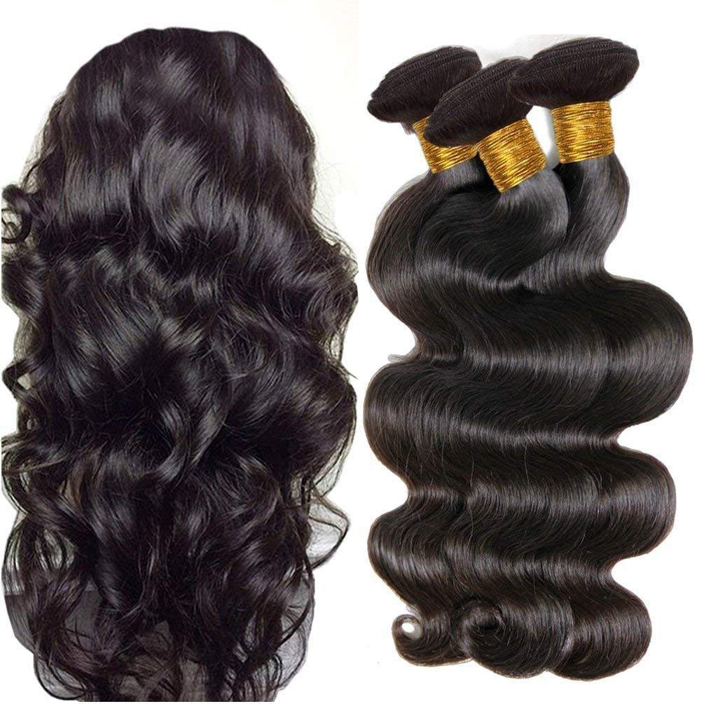 Iflly Brazilian Body Wave Weave Natural Hair Weave 300g Set Brazilian Strand Hair Extension Natural 7A Grade (10/12/14 inches)